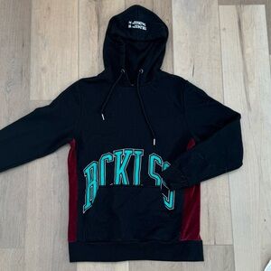 Young & Reckless Men’s Teal Burgundy Velour Inset Hoodie Sweatshirt Small